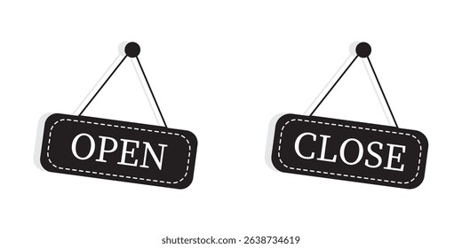 Open and Close Notice Icon. Open and close tag icon. open-closed hanging sign, Open-close icon vector isolated on white background. Vector illustration.