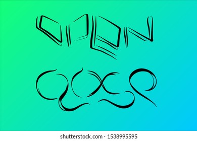 Open and close quotes lettering. graphic design element for shop. information board for store or market. vector clip art