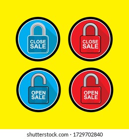 Open and close shopping with padlock icon
