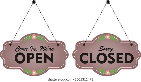 Open and Close Sign Board Illustration with Vintage Style