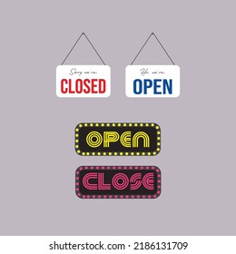 Open Close Sign Board Vector Design