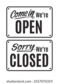 Open and close sign for door vector