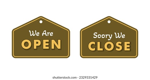 Open and close sign and symbol vector