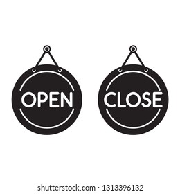 open and close sign in trendy flat style 