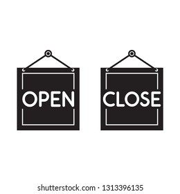 open and close sign in trendy flat style 