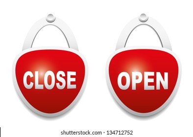 Open and close signs. Vector