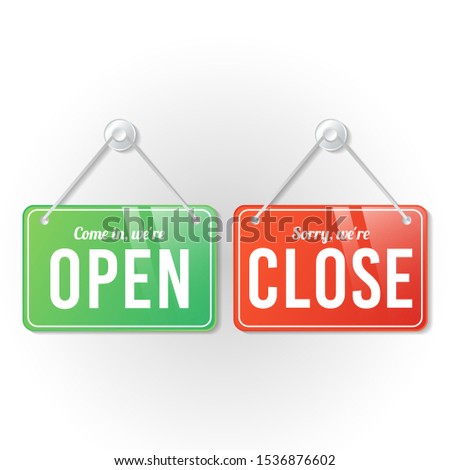 open and close store sign template vector