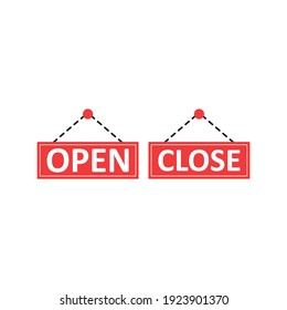 Open and close store sign. Vector icon template