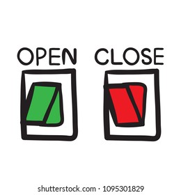 Open and Close switch
,Hand drawn,Vector,Illustrations.