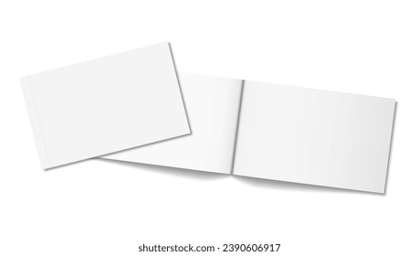 Open And Close Thin Brochure With Soft Cover Isolated On White Background. EPS10 Vector