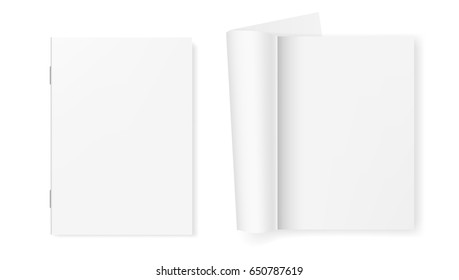 Open And Close White Clear Booklet, Magazine, Brochure Or Notebook Template.