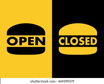 Open closed banner with burger shape