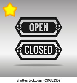 open and closed black Icon button logo symbol concept high quality on the gray background
