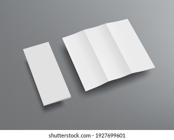 Open And Closed Blank Trifold Paper Booklet With Shadow. EPS10 Vector