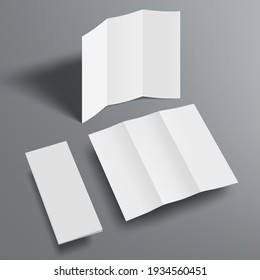 Open And Closed Blank Trifold Paper Booklet With Shadow. EPS10 Vector