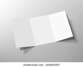 Open And Closed Blank Trifold Paper Booklet With Shadow. EPS10 Vector