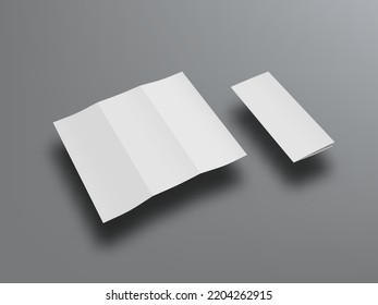 Open And Closed Blank Trifold Paper Booklet With Shadow. EPS10 Vector