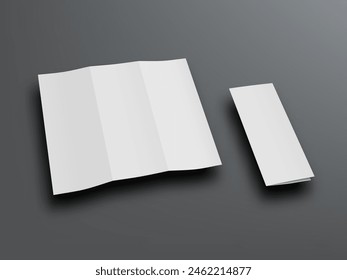 Open And Closed Blank Trifold Paper Booklet With Shadow. EPS10 Vector