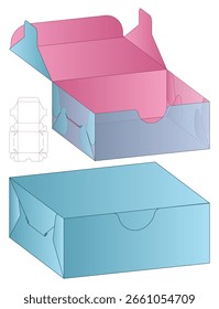 Öffnen und Schließen Blue und Pink Packaging Box Template 3D Mockup