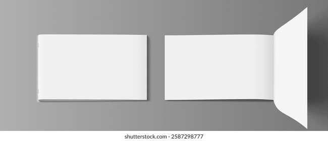 Open And Closed Booklet, Brochure Or Magazine. EPS10 Vector