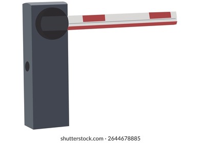 Open and Closed Car Barriers with stop and park signs. Automatic car barrier gate