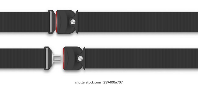 Open And Closed Car Safety Seat Belt Isolated On White Background. EPS10 Vector