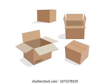 open and closed cardboard box. carton box for transport. a cardboard box vektor