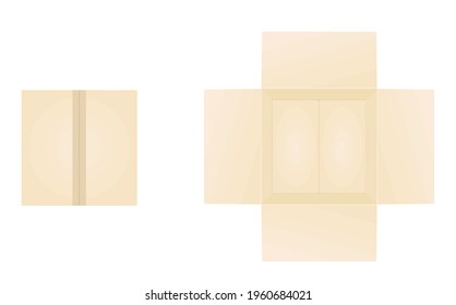 Open and closed cardboard box. vector illustration