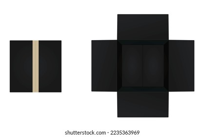 Open and closed cardboard box. vector illustration