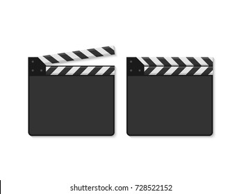 Open and closed clapper board. Vector stock illustration