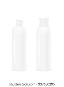 open and closed clean blank plastic bottle, isolated 