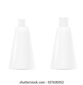 open and closed clean blank plastic bottle, isolated 
