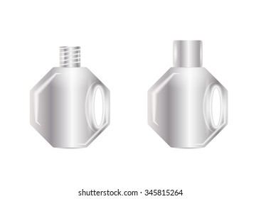 open and closed clean blank silver bottle, isolated 