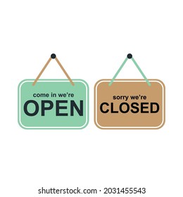 OPEN and CLOSED coffee shop and cafe or restaurant front door signboard label