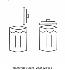 Open Closed Container Lid Outline Icons