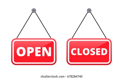Open closed door sign. Vector illustration 