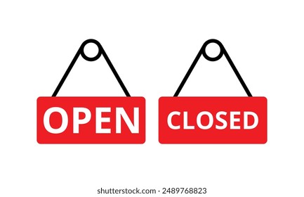 Open and closed door signs for store, Open and closed signs hanging icon