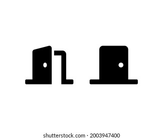 Open and closed door vector icons. Doors simple black symbols isolated Vector illustration EPS 10