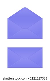 Open and closed envelope isolated on white background. Design template for mail, communication, business concept. Folded and unfolded email icons