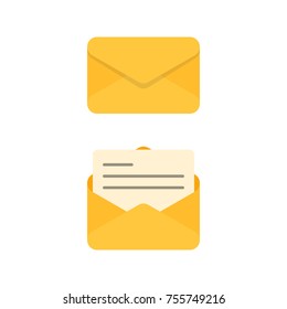 Open and closed envelope. Vector icon in flat design style