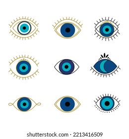 Imágenes de ojos abiertos y cerrados, formas de ojos con pestañas, supervisión vectorial y signos de búsqueda