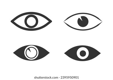 Imágenes de ojos abiertos y cerrados, formas oculares durmientes con pestañas, supervisión vectorial y signos de búsqueda. Símbolo de visión. Colección simple de ojos. Conjunto de iconos lineales de vista y vector de ojos. Icono de visualización