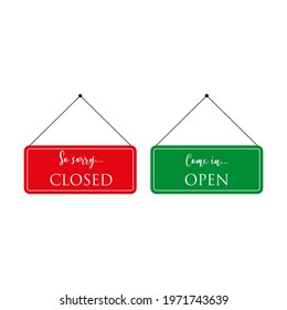 Open and Closed . Flat Design. Vector Illustration