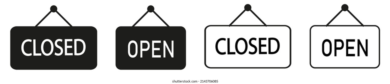 Open Closed. Flat illustration on white background. eps10