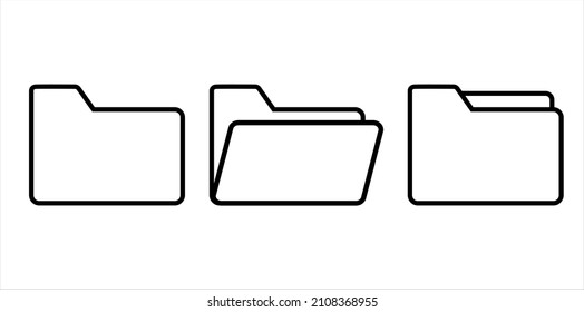 Open and closed folders outline icon vector illustration