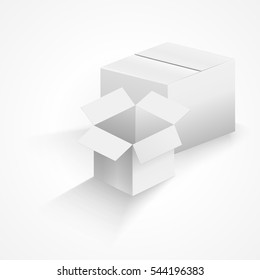 open and closed grey boxes. vector illustration