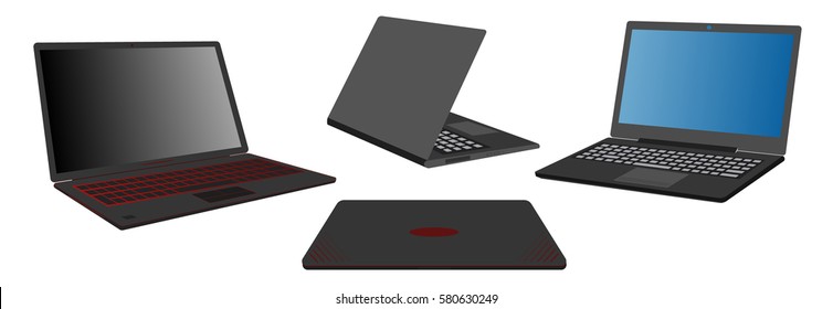 open, closed and half-open vector laptops