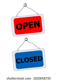 open and closed hanging sign.