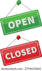 Open And Closed Hanging Sign Collection For Retail Store Business Availability Status And Shop Entrance Display