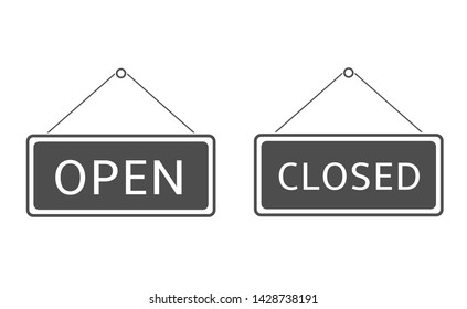 Open and Closed Hanging signs template isolated. Vector illustration